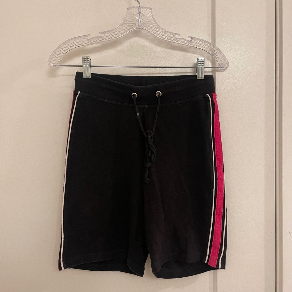 Vintage Y2K Black Pink Track Shorts Sporty Athletic Lounge Casual Activewear